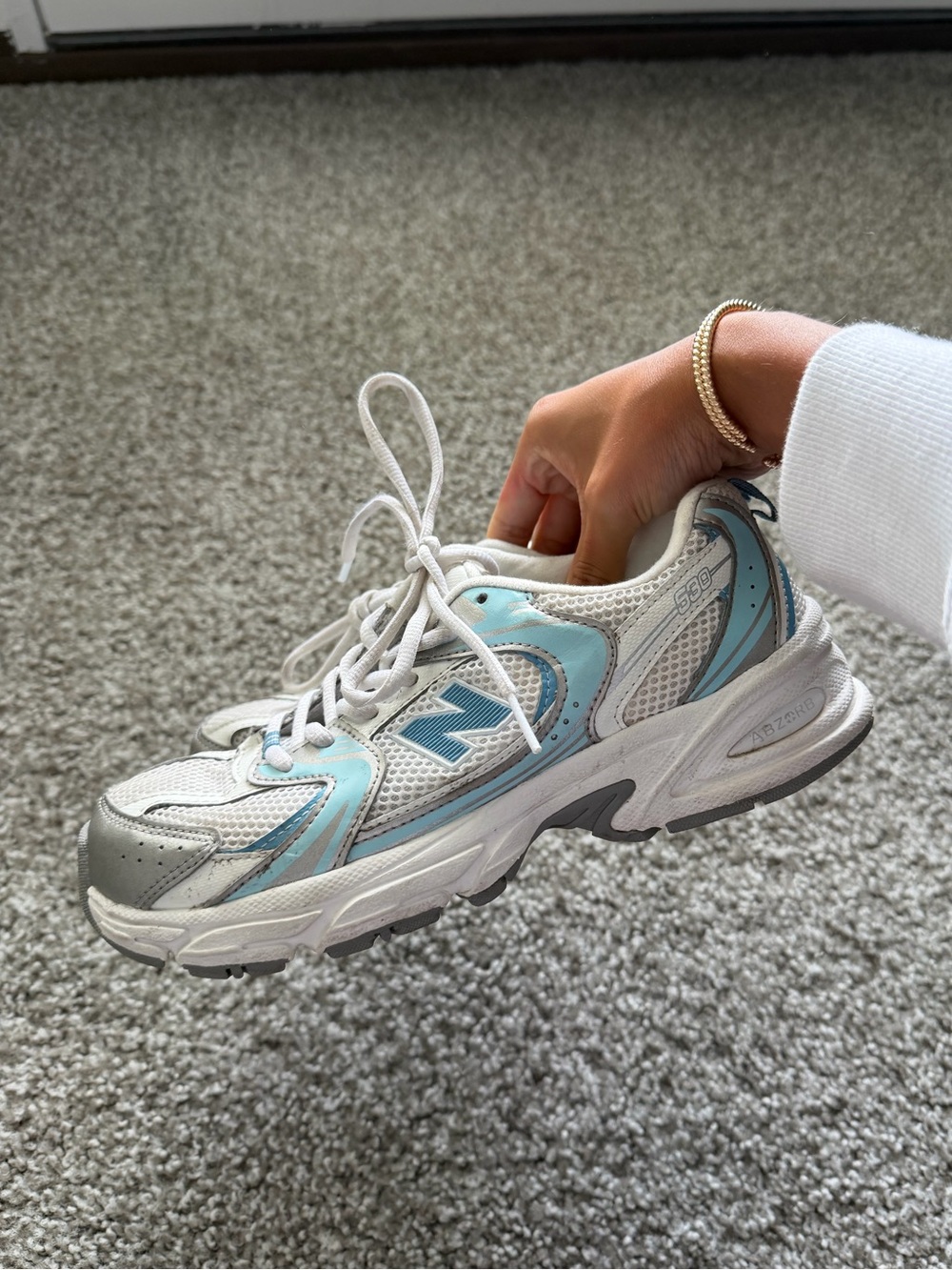 New Balance 530 Lace Kids Sneakers in Sea Salt Still Water (GS)